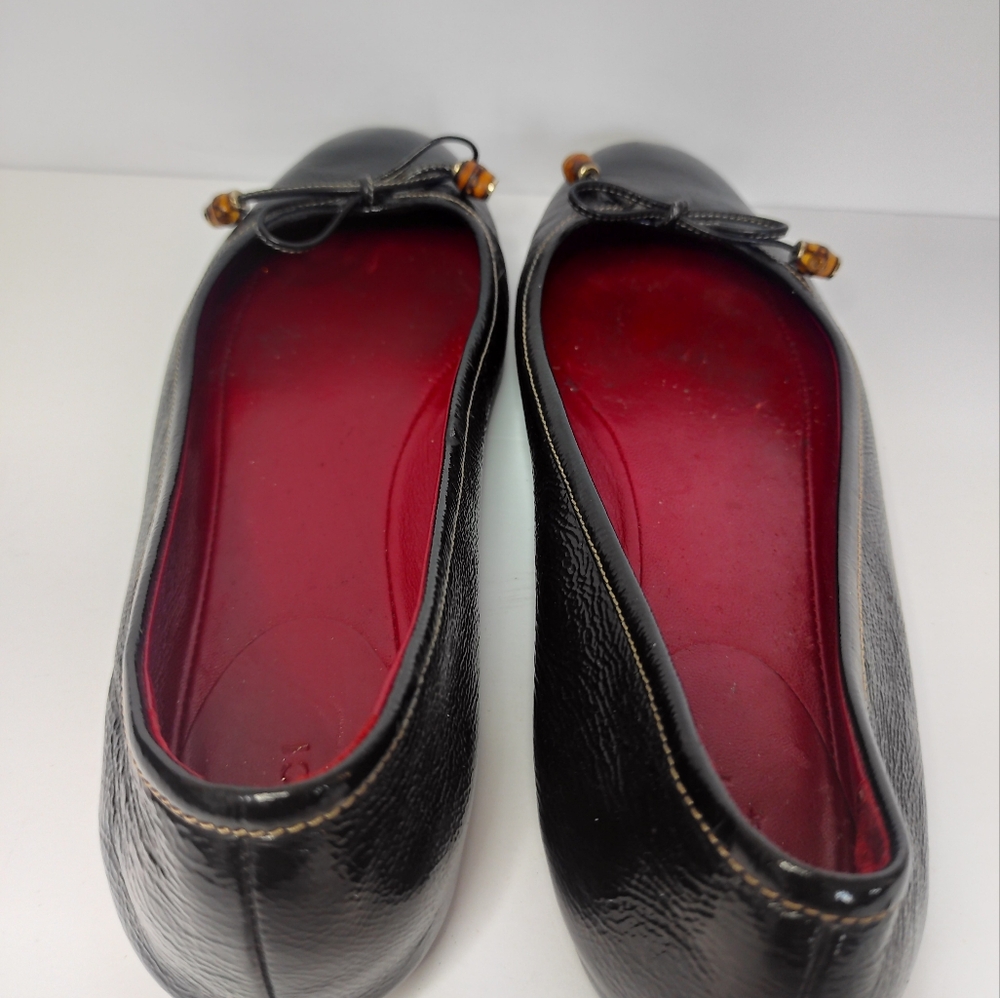 Gucci Black Leather Ballet Flats with Burgundy Interior - Picture 4 of 8